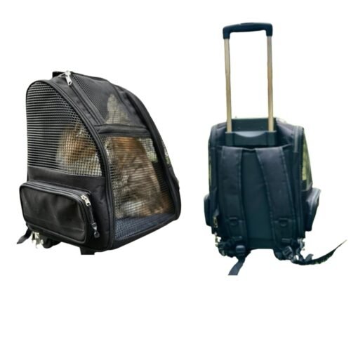 Backpack Pet Travel Carrier with Double Wheels | 3-in-1 Multifunction Pet Carrier | Backpack, Rolling Carrier & Car Seat | Spacious, Breathable & Durable Carrier for Cats & Small Dogs